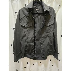 Lanzo Couture dark grey dress shirt with decorative stitching medium